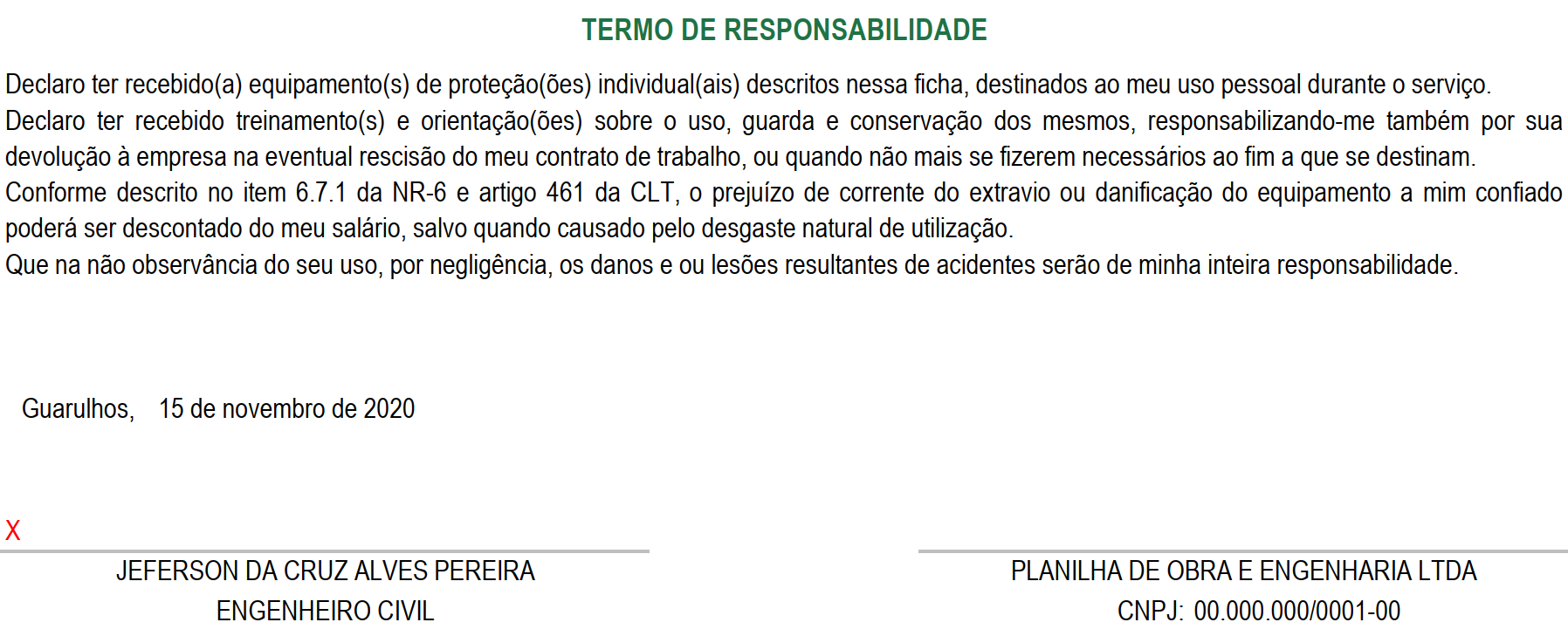 Guia Completo De Ficha De Epi Planilha De Obra