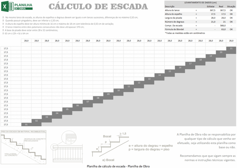 Baixar planilha de cálculo de escada